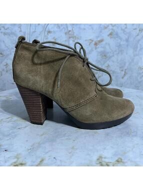 Giani Bernini Womens Sz 6.5 Shoes Green Brown Suede Lace Up Fashion Ankle Boots